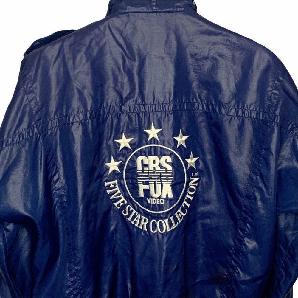 Vintage 80s CBS Fox Promo Jacket L Blue Racer Zip